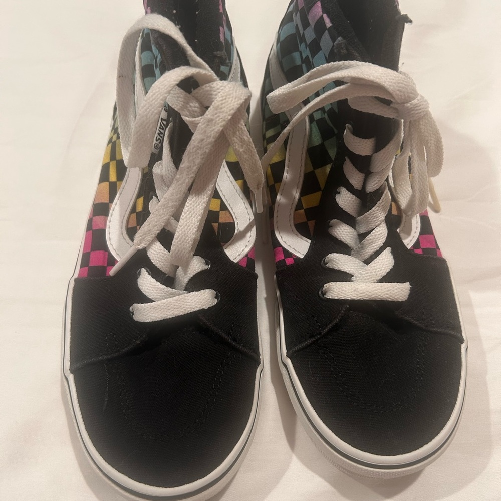 Vans Black and Multicolor Checkered High-Tops